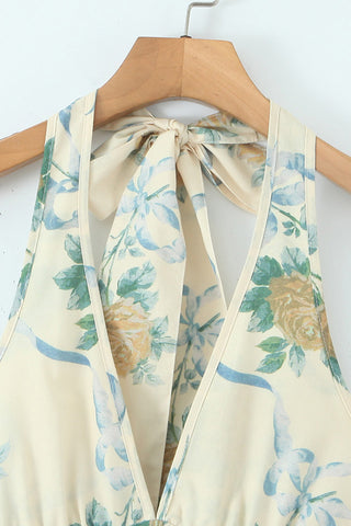 Floral Halter Neck Casual Dress