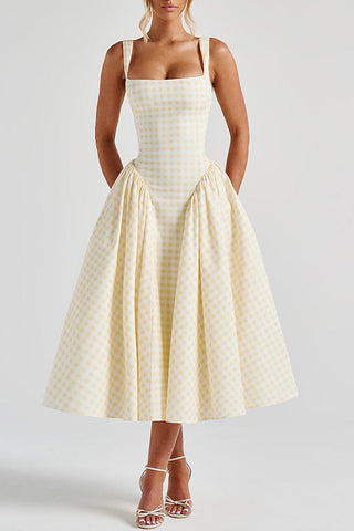 Gingham Sundress with Square Neckline