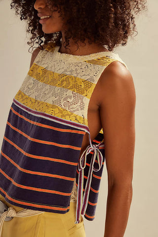 Striped Sleeveless Tank with Side Ties