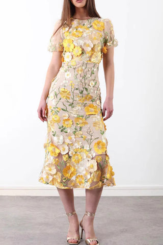 Floral Embroidered Midi Dress