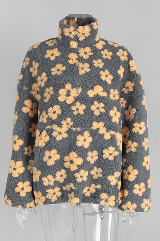 Floral-Print Mock Neck Sweatshirt