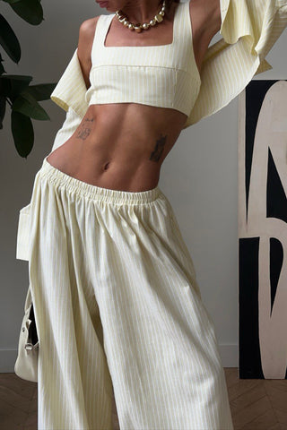 Three-Piece Cropped Shirt and Pants Set
