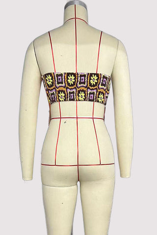 Abstract Print Strapless Tank Top