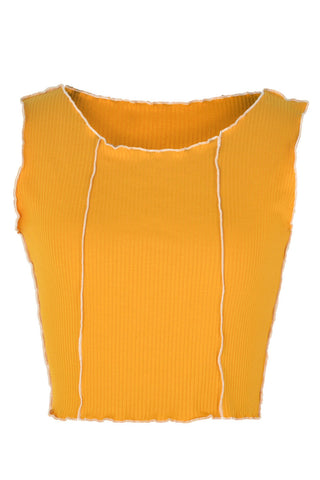 Contrast Stitching Sleeveless Top