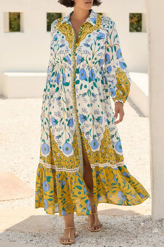 Floral Printed Midi Dress with Slits