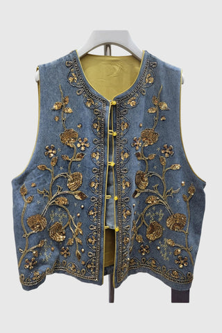 Embellished Button-Front Vest