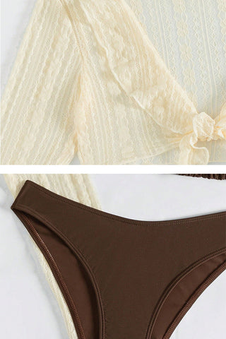 Sheer Ruffle Trim Skirt Set