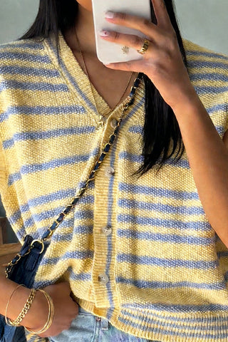 Striped Button-Front Cardigan