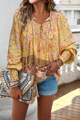 Floral Boho Blouse with Billowy Sleeves