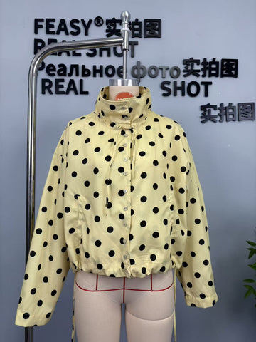 Polka Dot Button-Front Jacket