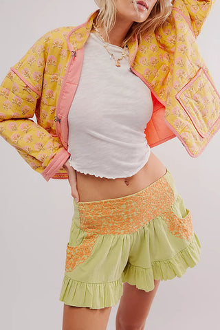 Patterned Pleated Casual Shorts