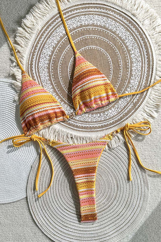 Striped Triangle Bikini Set