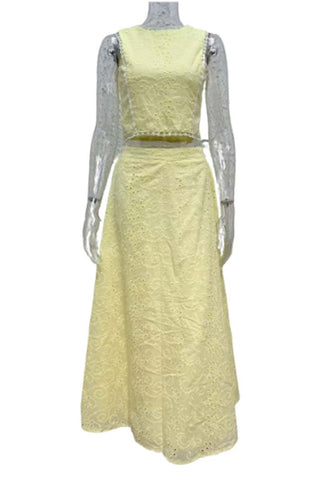 Elegant Eyelet Skirt Set
