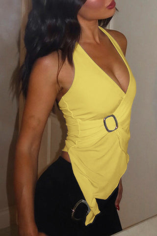 Asymmetrical Hem Tank with Buckle Detail