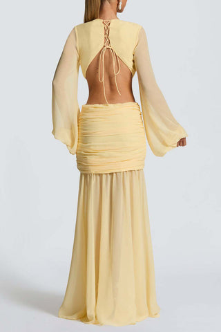 Draped Cutout Casual Maxi Dress