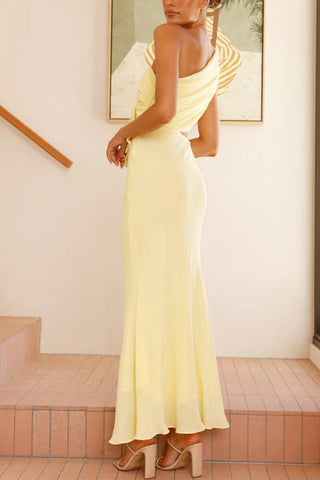 One-Shoulder Floral Detail Dress