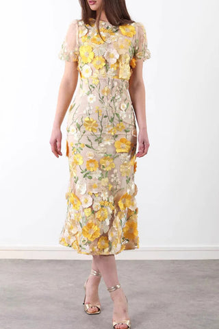 Floral Embroidered Midi Dress