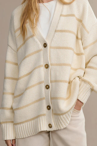 Striped Button-Front Cardigan