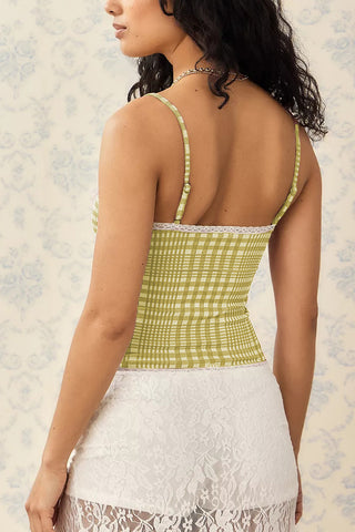Gingham Lace-Trim Camisole
