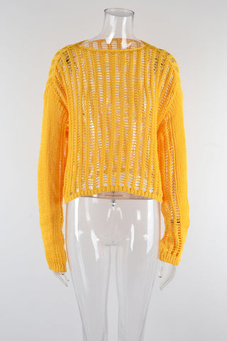 Open-Knit Long Sleeve Blouse