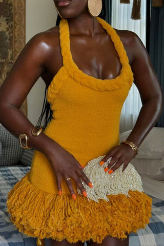 Textured Fringe Casual Dress