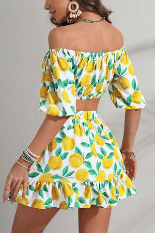 Lemon Off-Shoulder Skirt Set