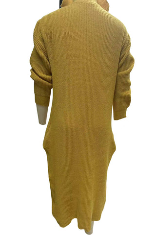 Button-Accent Knit Casual Dress