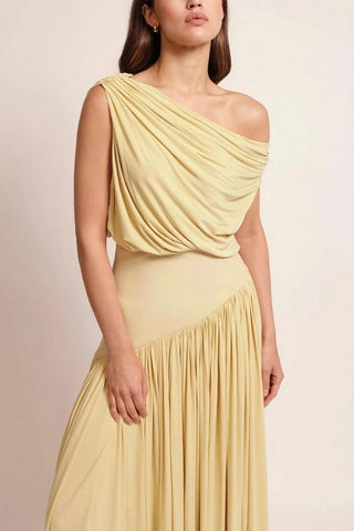 Draped One-Shoulder Maxi Dress