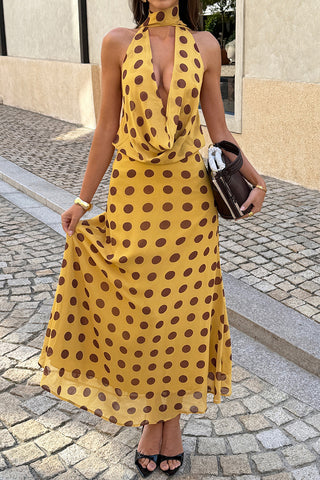 Halter Polka Dot Maxi Dress
