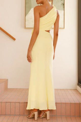 One-Shoulder Flower Detail Dress