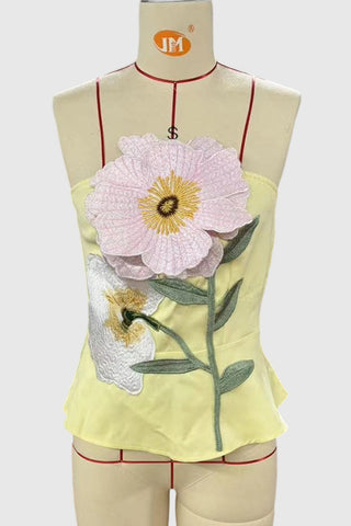 Strapless Floral Appliqué Top