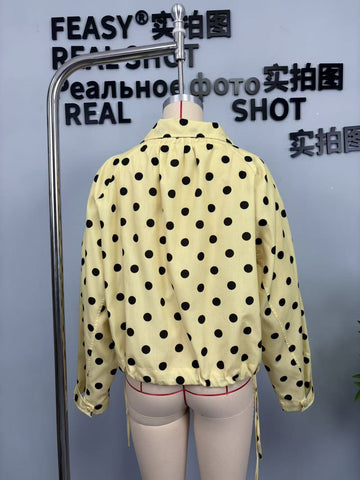 Polka Dot Button-Front Jacket