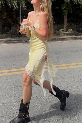 Asymmetrical Lace Trim Dress