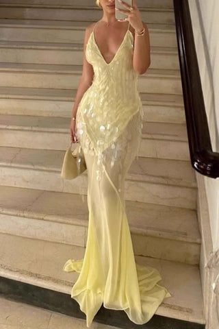 Elegant V-Neck Evening Gown