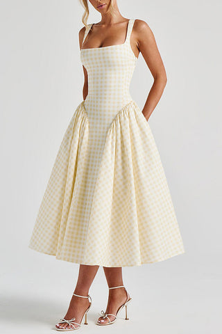 Gingham Sundress with Square Neckline