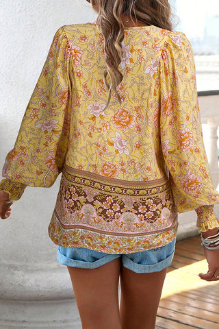 Floral Boho Blouse with Billowy Sleeves