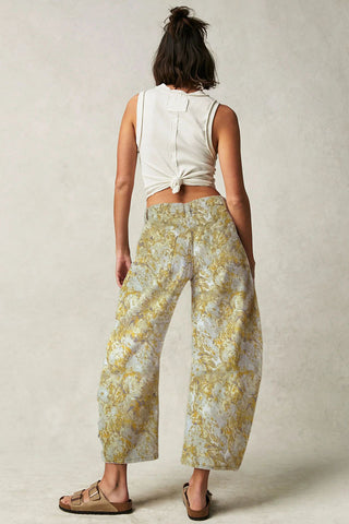 Heart Patterned Wide-Leg Jeans