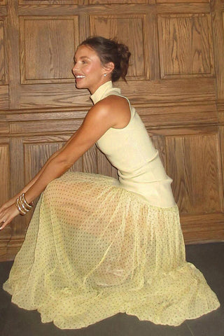 Sleeveless Maxi Dress with Sheer Overlay