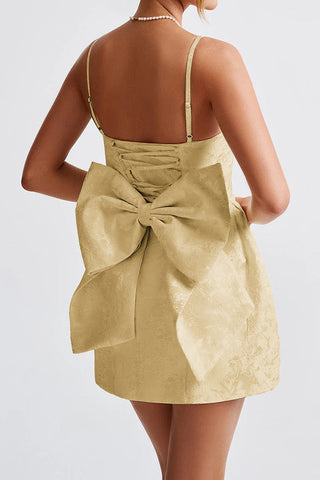 Elegant Bow-Back Evening Mini Dress