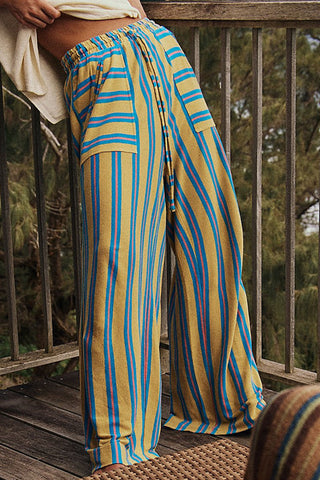 Striped Wide-Leg Casual Pants