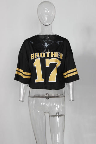 Off-Shoulder Numbered T-Shirt