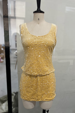 Sequined Sleeveless Mini Casual Set