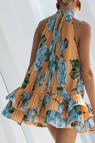 Tiered Pleated Mini Dress