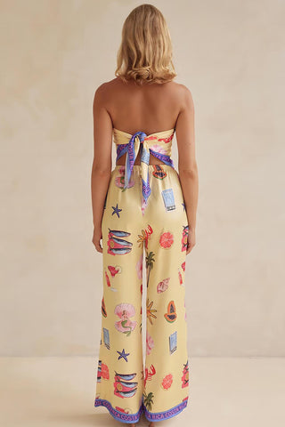 Strapless Printed Pants Set