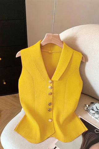 Elegant Button-Front Sleeveless Top
