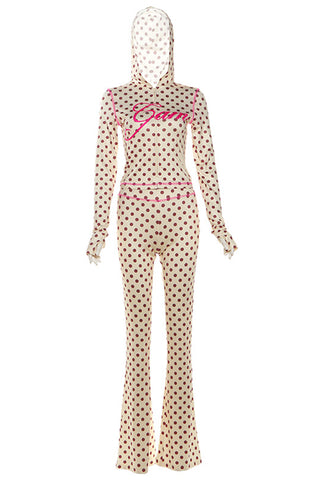 Polka Dot Hooded Pants Set