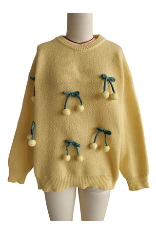 Playful Cherry-Embellished Sweater