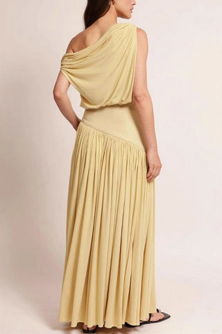 Draped One-Shoulder Maxi Dress