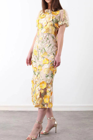 Floral Embroidered Midi Dress