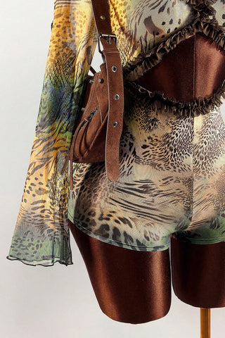 Animal Print Flare Sleeve Romper